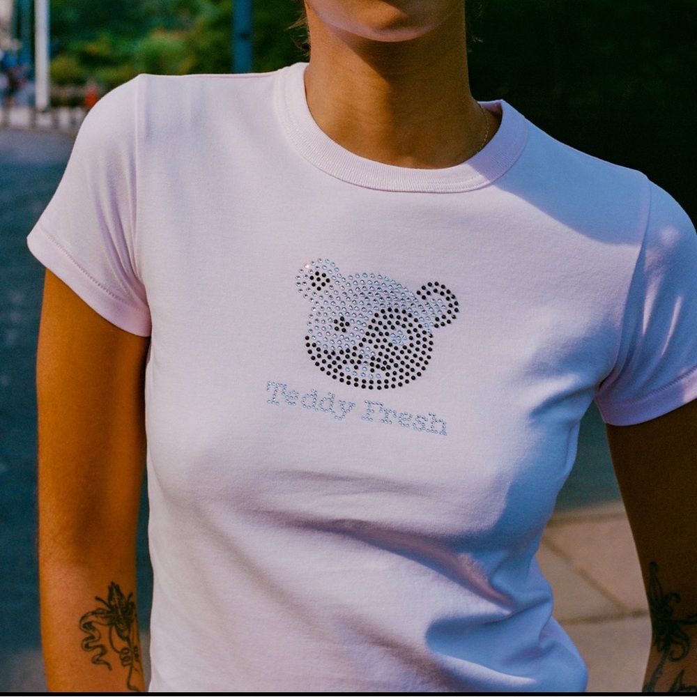 Teddy Fresh 🧸women's light Pink Short Sleeve Tee, looks new, size XL